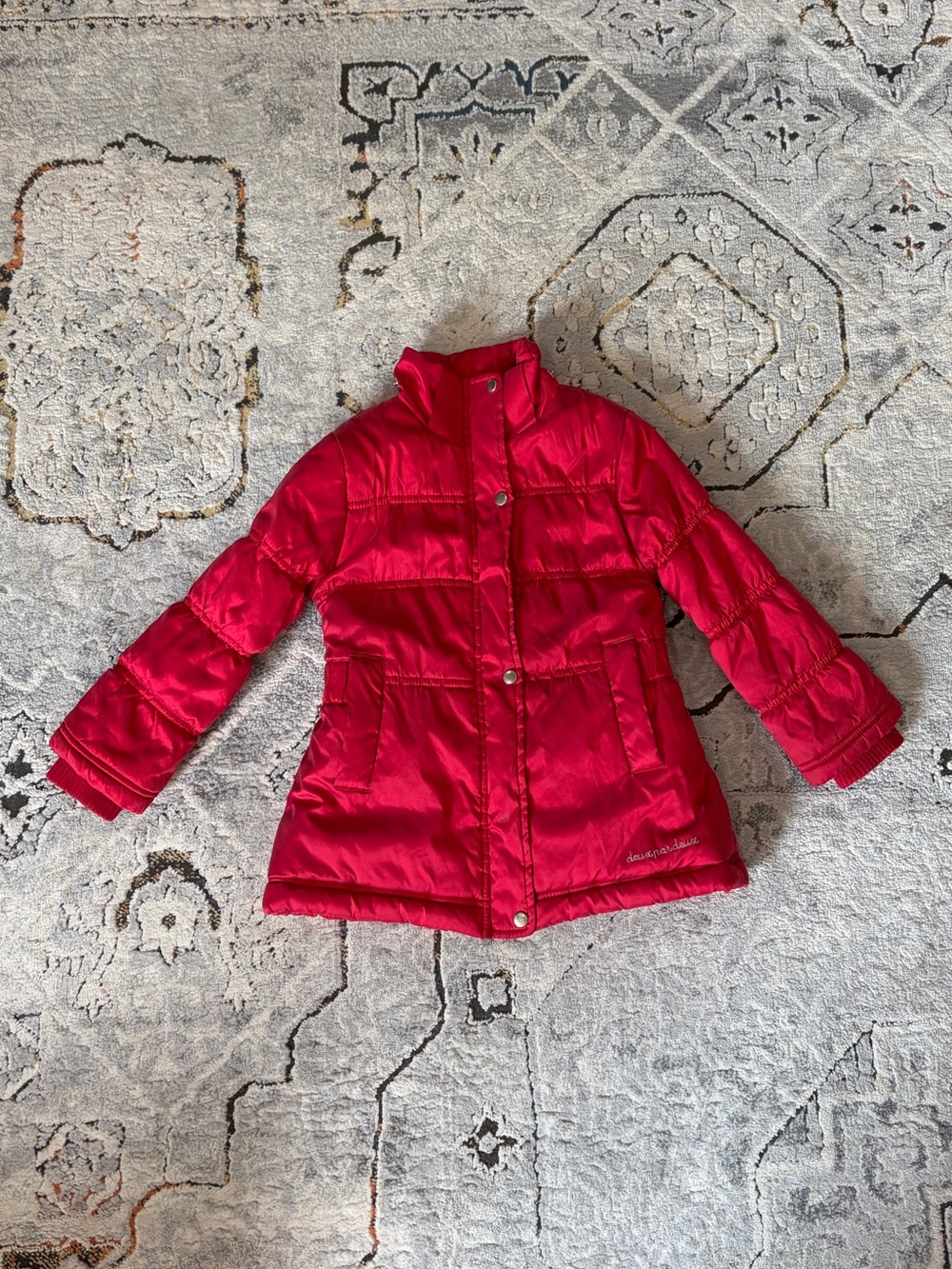 Deux Par Deux Girls Puffer Coat in Bright Red, 3T